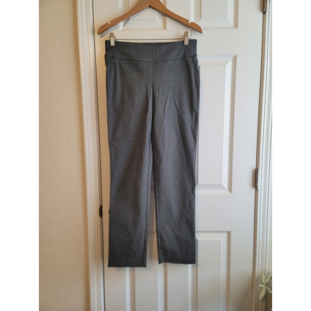 Hilary Radley Slim Leg Womens Size S Black Check Pull-On Straight Dress Pants